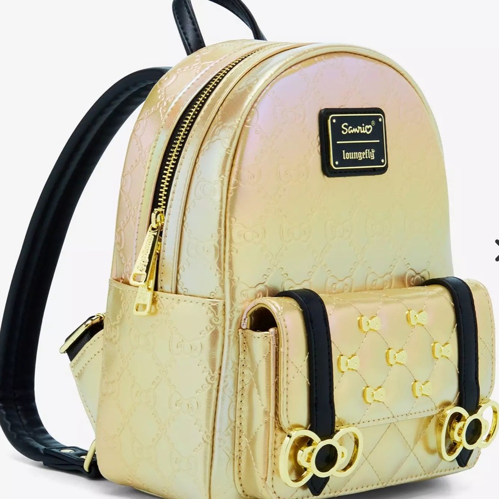Sale! Loungefly Sanrio Hello Kitty Gold Bows Metallic Mini Backpack new with tag